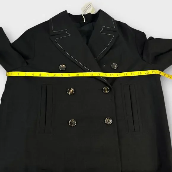 Brunello Cucinelli Monili Bead Trimmed DB Peacoat Jacket Black Size 42 US 6 NWT